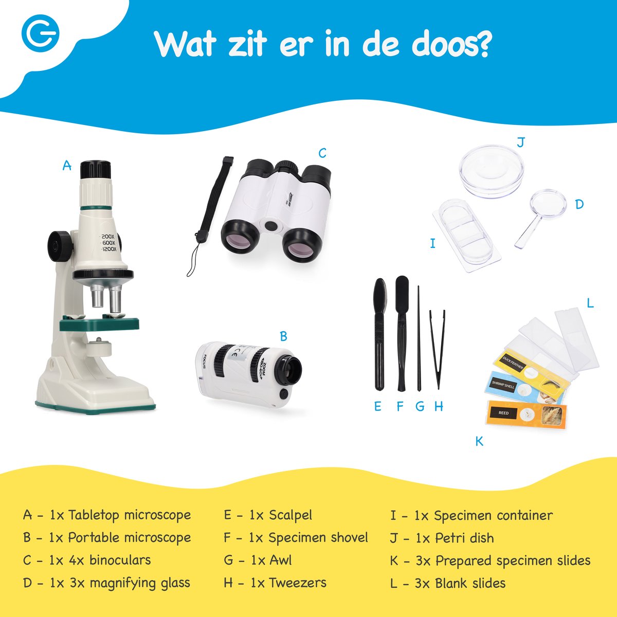Silvergear® Microscoop voor Kinderen Set 3 in 1 - Tafelmicroscoop, Draagbare Microscoop & Verrekijker incl. Accessoires - Educatief STEM Speelgoed - Cadeau Jongens en Meisjes - 6, 7, 8, 9, 10, 11, 12, 13, 14, 15, 16+ Jaar - Wit — afbeelding 9