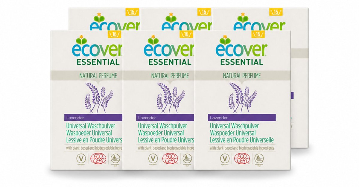 6 x Ecover - Waspoeder Essential - Universal - 1,2 kg - Voordeelverpakking - 6 stuks