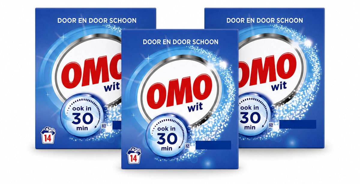 3 x OMO – Waspoeder – Wit – 14 Wasbeurten - Voordeelverpakking - 3 stuks