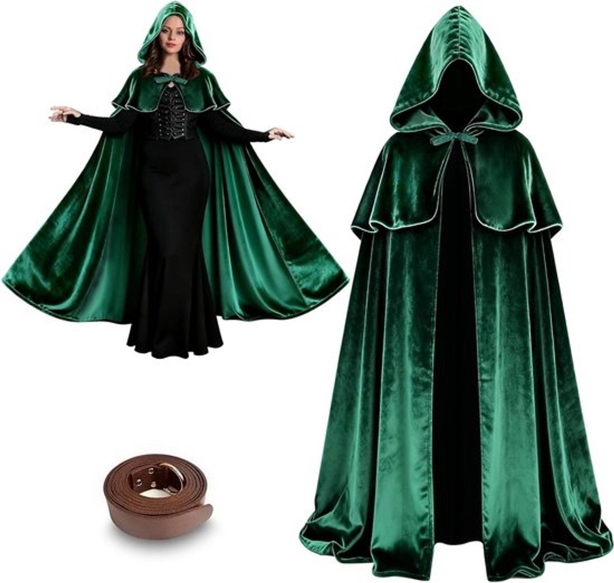 Middeleeuwse cape met kap - Voor hobbit - Voor Halloween en cosplayavonturen