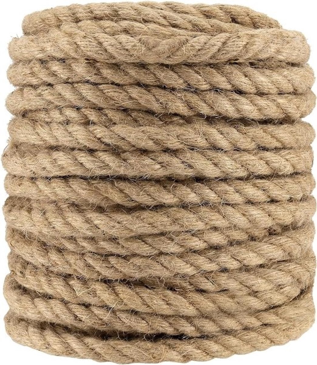 10 mm jute touw, 50 m - Gedraaid natuurlijk jute touw - Voor tuinieren, kamperen en decoratie, sterk en duurzaam