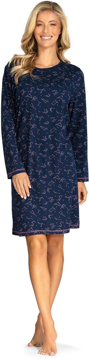 Comtessa Nachthemd 'Fly me to the Moon' - Dames Nachtmode - Lange Mouw - Donker Blauw
