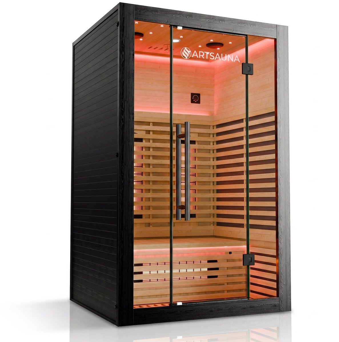 Infraroodcabine Trondheim 120 - 2 Personen - Dual Infrarood - Bluetooth - LED Verlichting - Zwart - 120x105x190 cm