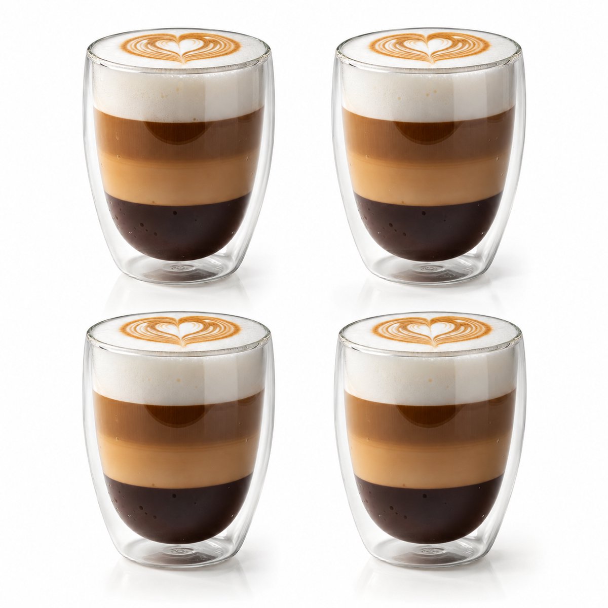 Bol.com Betrahan Handgeblazen Dubbelwandige Glazen - 350ML Set van 4 - Theeglazen - Koffieglazen aanbieding