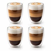 Betrahan Handgeblazen Dubbelwandige Glazen - 350ML Set van 4 - Theeglazen - Koffieglazen