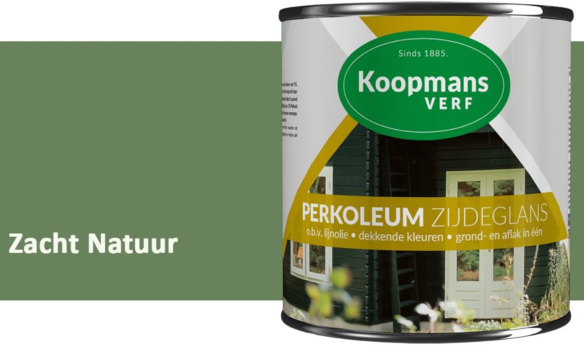 Koopmans Perkoleum Zijdeglans Dekkend – Houtverf Buiten – Dekkende Beits voor Schutting & Gevel – Elastisch & Weerbestendig – 750 ml – Zacht Natuur