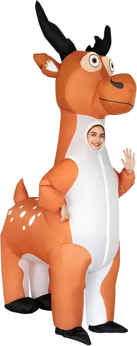Opblaasbaar rendierkostuum voor volwassenen, Kerstmis, herten, elandkostuums voor heren en dames, eland, Halloween, opblazende kostuums, grappige verkleedpartijkostuums (volwassene)