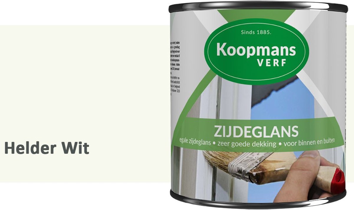 Koopmans Zijdeglans Lakverf – Binnen & Buiten – Kras- en Stootvast – Hoge Dekkracht – Voor Hout, Deuren en Kozijnen – Helder Wit – 750 ml
