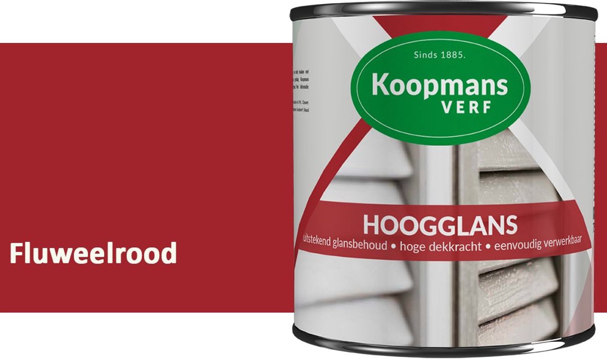 Koopmans Hoogglans Lakverf Binnen & Buiten – Voor Hout en Metaal – Krasvast – Hoge Dekkracht – Kozijnen, Deuren & Meubels – Fluweelrood – 375 ml