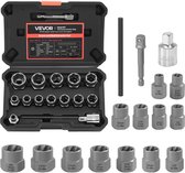 VEVOR 16-Delige Bout- en Boutverwijderset. Schroefverwijderaars met Adapters, Pinnenverwijderaars en een Stevige Opbergkoffer. Gemaakt van Chroom-Molybdeenstaal voor het Verwijderen van Bouten, Moeren en Schroeven