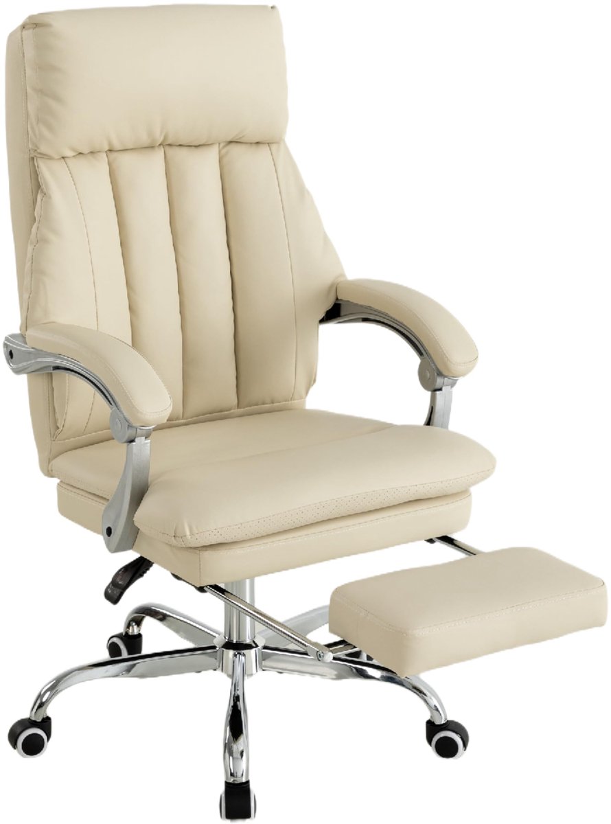 UEV Ergonomische Bureaustoel (met voetensteun), Bureaustoel voor Thuis, Beige