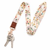 Knaak Keycords - Vogels en Hartjes - Beige - Sleutelkoord - Lanyard - Sleutelhanger - Nekkoord