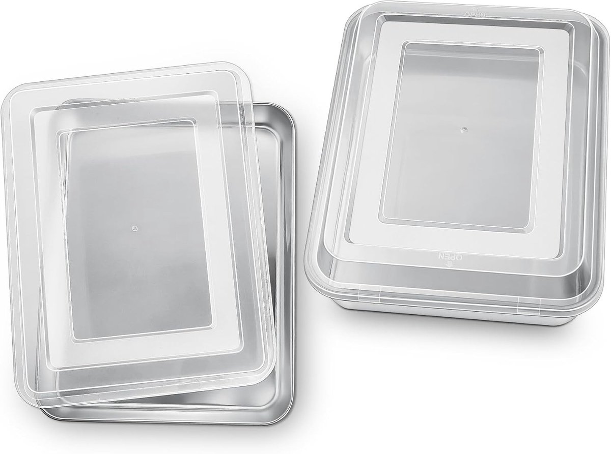 Baking pan met deksel voor het bakken van taarten en gerechten (23,5 x 17,8 x 5 cm)