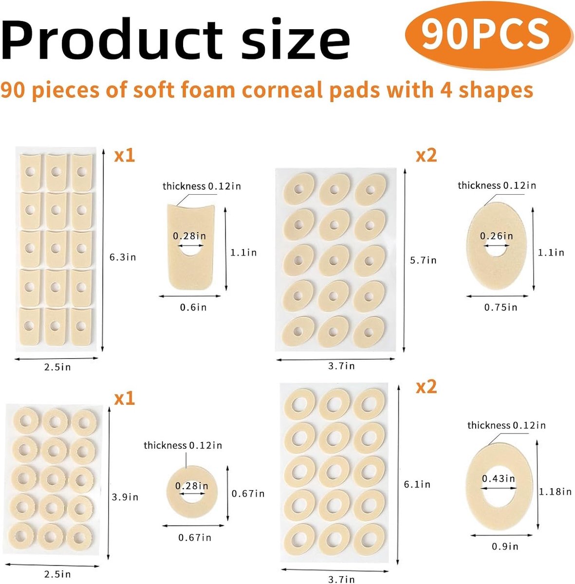 90 Stuks Zachte Schuim Callus Pads, Zelfklevende Hielkussentjes voor Voetpijn, Eeltverzachtende Oplossing met 4 Modellen voor Comfort en Bescherming