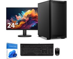 Sedatech Pakket Werkstation Quiet + Airflow • Intel i7-14700K 20x 3.4GHz • 32Gb DDR5 • 2Tb SSD M.2 • WiFi • Bluetooth, USB C • Windows 11 • Desktop computer • Monitor 24'' + Toetsenbord/Muis