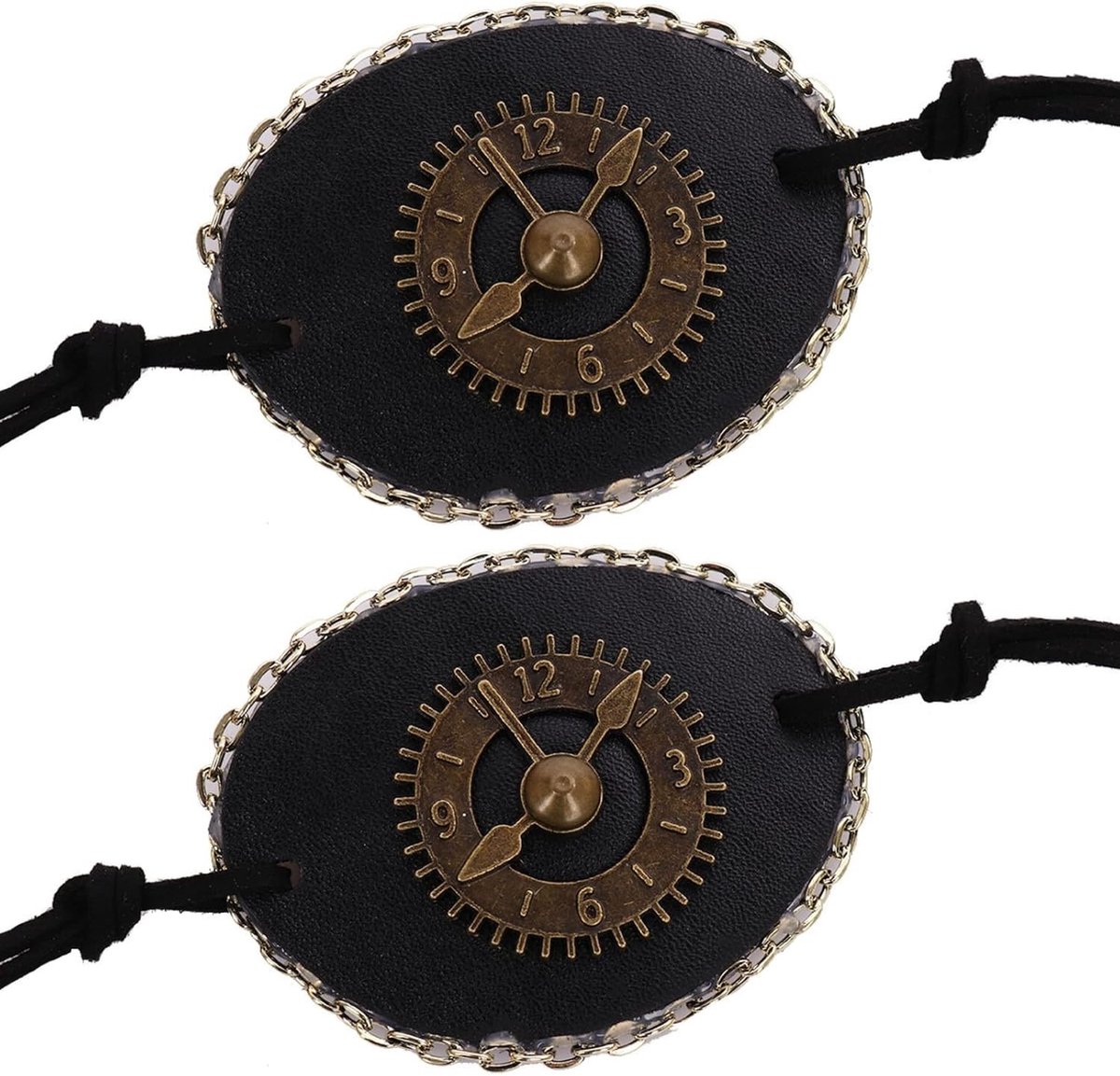 2 Stuks PU Leren Retro Gear Steampunk Ooglapje voor Piraten, Halloween en Carnavalsfeesten
