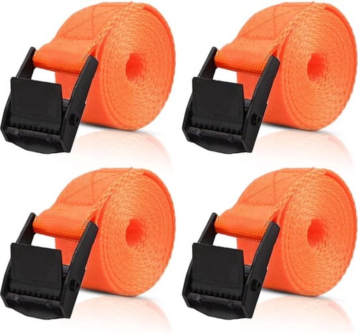 Spanbanden met ratel verstelbaar 25 m x 25 mm - 4 stuks voor fiets motorfiets bagagepakketten Spanbanden met ratel