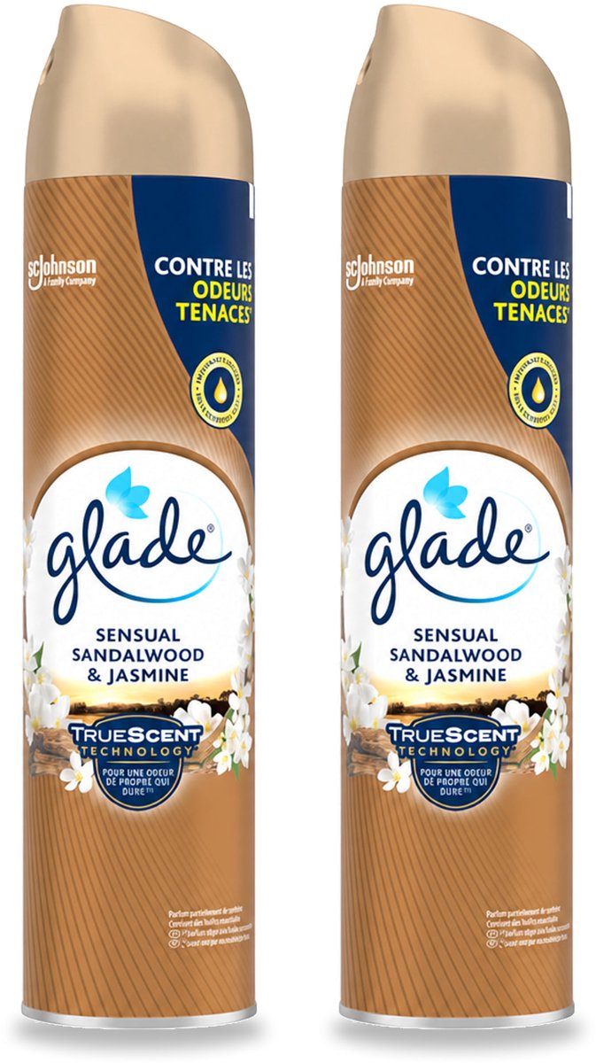 2 x Glade - Luchtverfrisser Spray - Sensual Sandelhout Jasmijn - 300 ml - Voordeelverpakking - 2 stuks