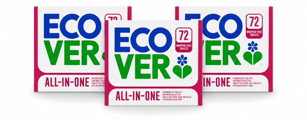 3 x Ecover - Vaatwastabletten All-in-One - Lemon & Mandarin - 72 Tabs - Voordeelverpakking - 3 stuks