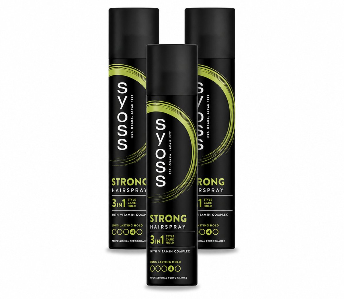 3 x Syoss - Strong Hold - Haarspray - Sterke Fixatie - 300 ml - Voordeelverpakking - 3 stuks