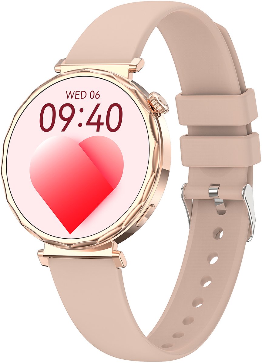 Knobbout 1.6” Scherm Elegant Design Smartwatch met Bluetooth Bellen – AI Spraakassistent - Muziekbediening - Vrouwelijke Gezondheidszorg - Sporttracking- Multifuntioneel Horloge - silicone band