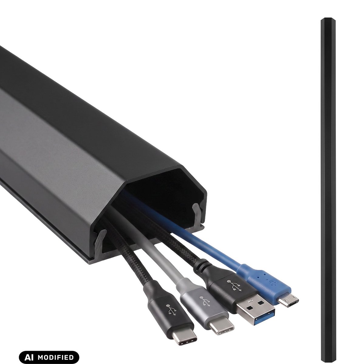 Maclean - Kabelgot - Kabelhoes - aluminium afdekstrip voor kabels, 33 x 18 x 750 mm, zwart, MCTV-897 B
