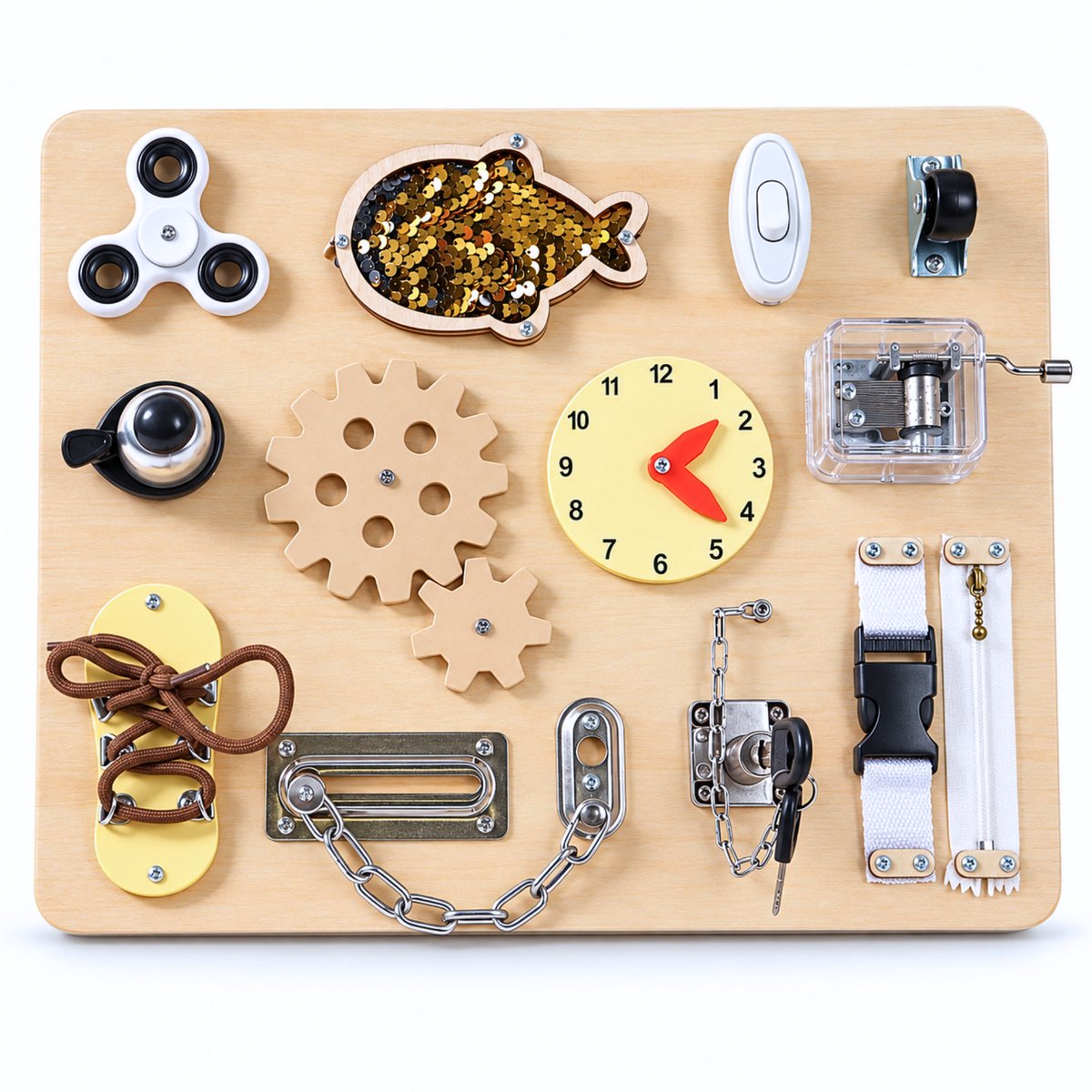 Montessori Busy Board - Educatief Houten Speelgoed - Activiteitenbord - Speelgoed voor op reis - Busy Board - Activity Center