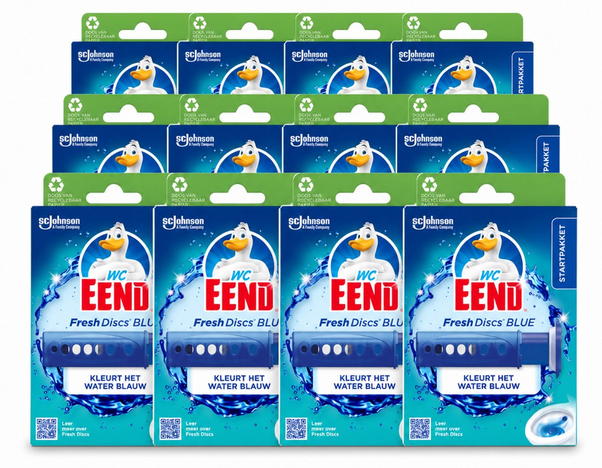 12 x WC Eend – Fresh Discs – Houder + Navulling – Coloring Blue – 36 ml - Voordeelverpakking - 12 stuks