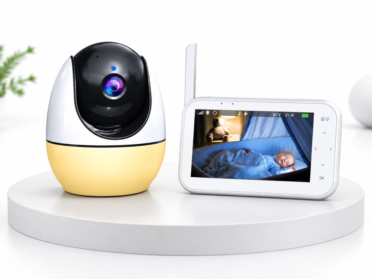 VHV - Babyfoon met camera - Baby monitor - Baby camera - 4.3 inch IPS-scherm - Full HD Resolutie - Temperatuursensor - Nachtlampje - Nachtzicht - Video Opname Met uw SD kaart - Zonder Wifi en App