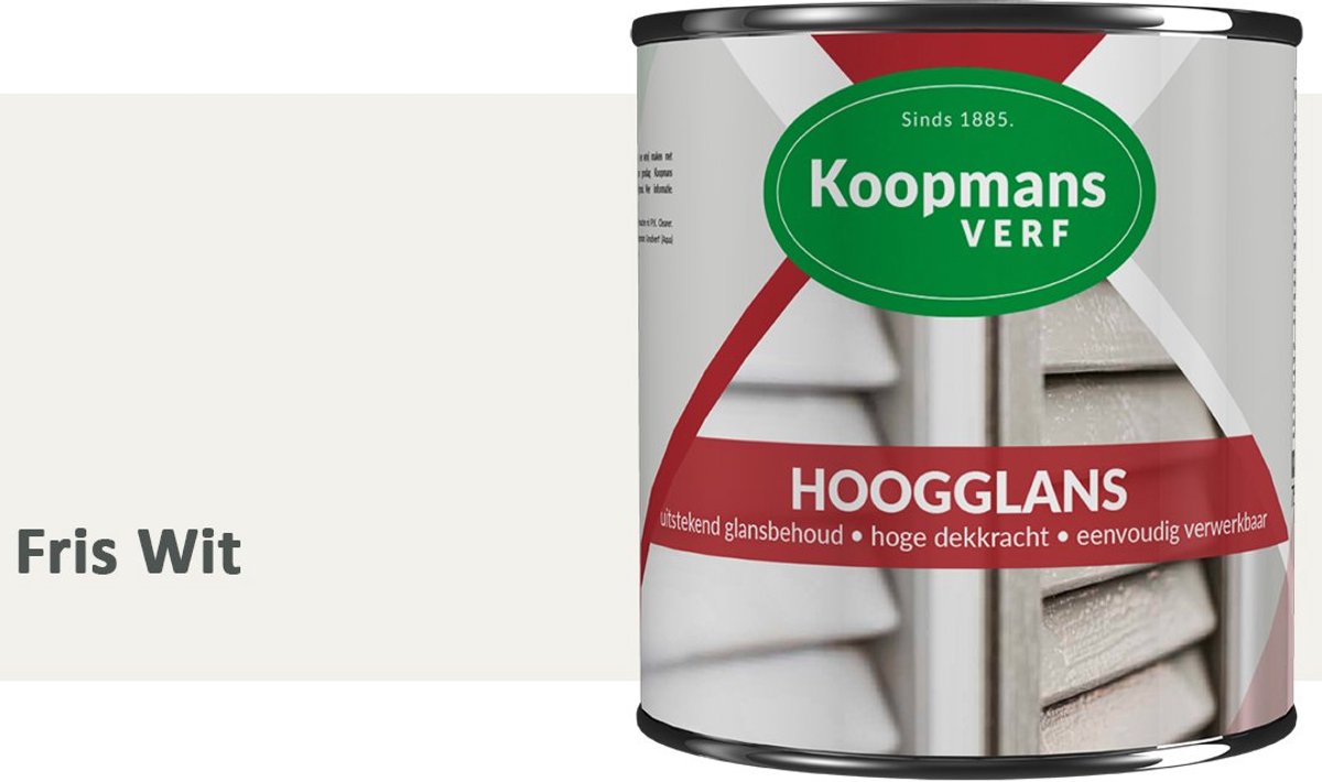 Koopmans Hoogglans Lakverf Binnen & Buiten – Voor Hout en Metaal – Krasvast – Hoge Dekkracht – Kozijnen, Deuren & Meubels – Fris Wit – 750 ml