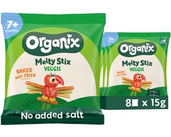 Organix Baby Knabbels 7+ m Groentesticks 15 gr - 8x 15 gr - Voordeelverpakking