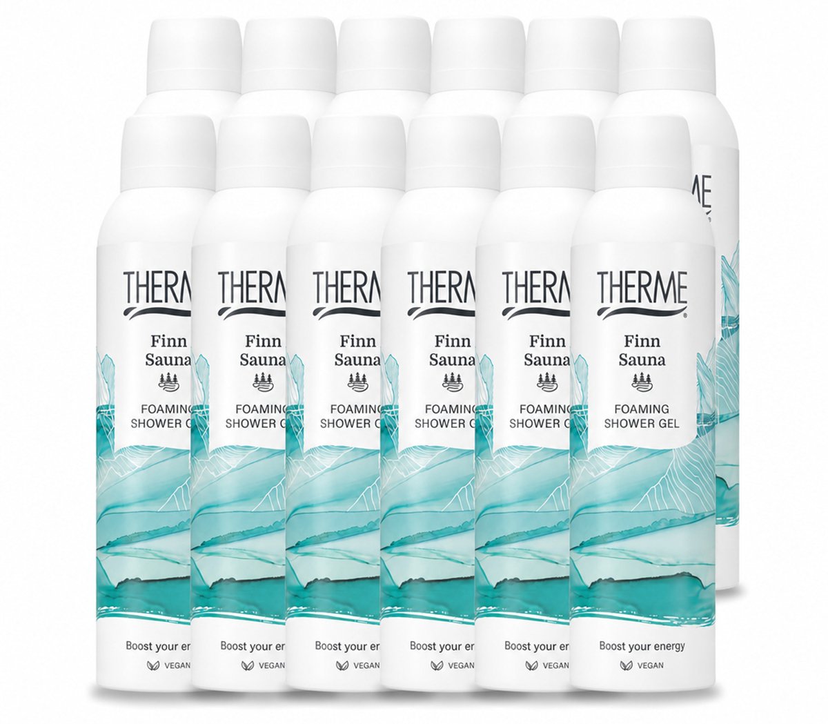 12 x Therme - Finn Sauna - Schuimende Douchegel - Verfrissend - Verzorgend - 200ml - Voordeelverpakking - 12 stuks
