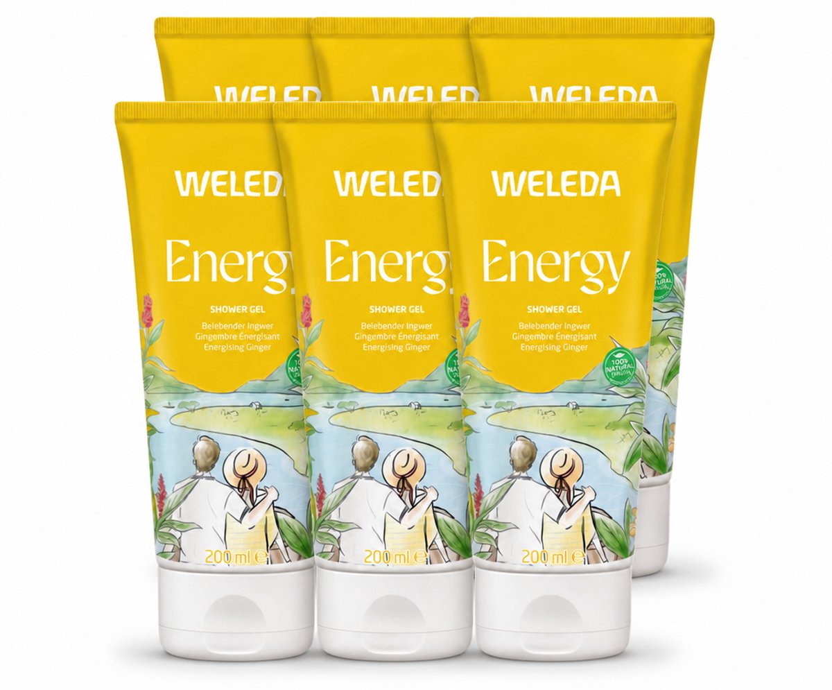 6 x WELEDA - Douchegel Aroma Shower Energy - 200 ml - Voordeelverpakking - 6 stuks
