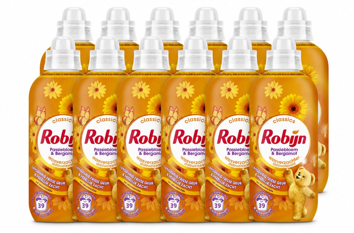 12 x Robijn – Wasverzachter – Passiebloem & Bergamot – 780 ml - Voordeelverpakking - 12 stuks