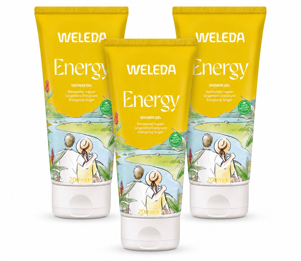 3 x WELEDA - Douchegel Aroma Shower Energy - 200 ml - Voordeelverpakking - 3 stuks
