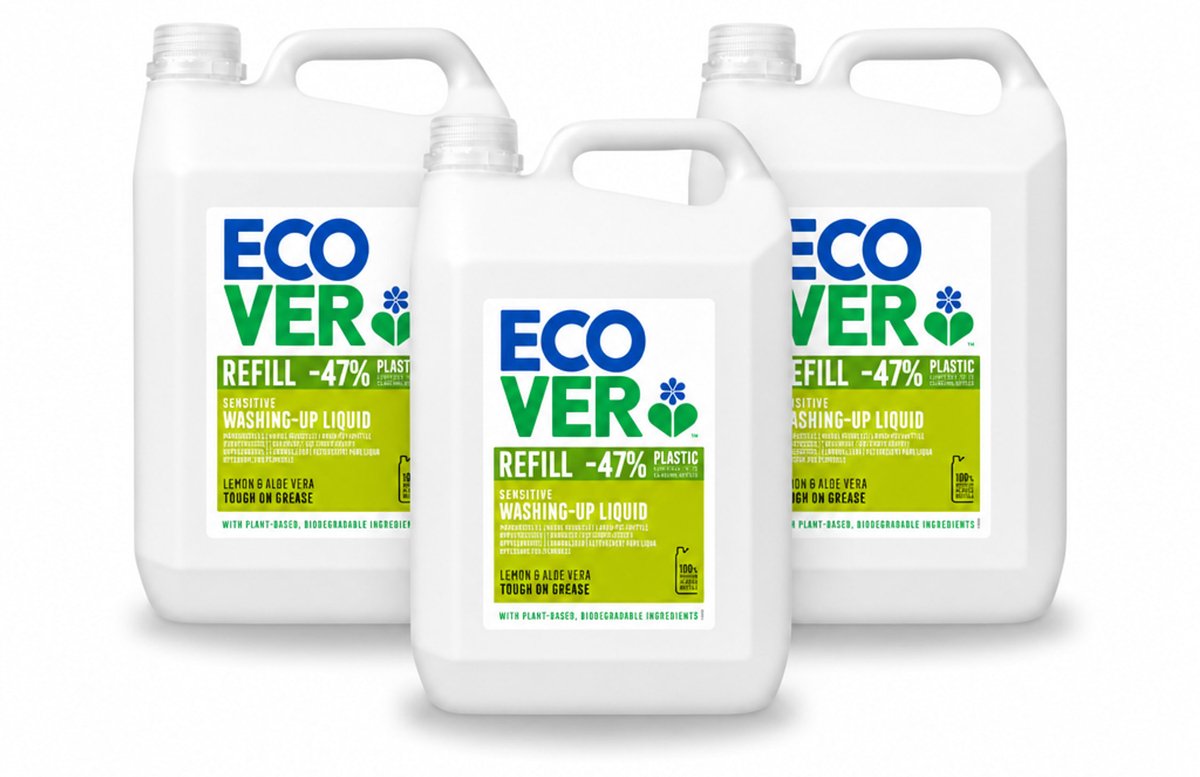 3 x Ecover - Afwasmiddel - Citroen & Aloë Vera - 5 liter - Voordeelverpakking - 3 stuks