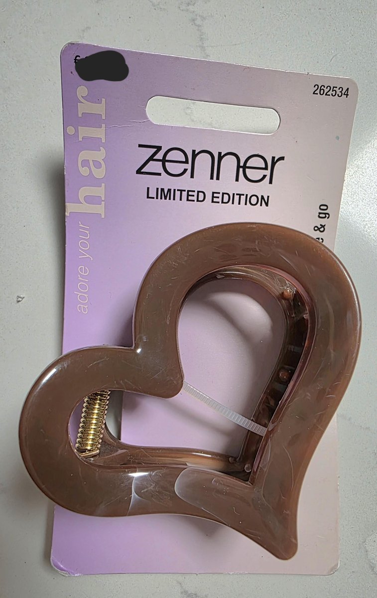 Zenner haarklem getand - hartvorm - open hart - 6cm - haarspeld taupe bruin - glanzend