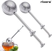 Rixora® theezeef met handvat inclusief lekplaatje - Set van 3 stuks - Thee ei voor losse thee - Theefilter voor losse thee - Thee infuser