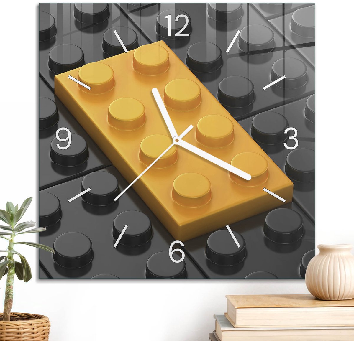 ArtPrintCave Zwart Glazen Klok - 30x30 cm - Wandklok Vierkant - Kleurrijk Contrast Unieke Klok - Abstractie Stille Wandklok - Witte Klokwijzers