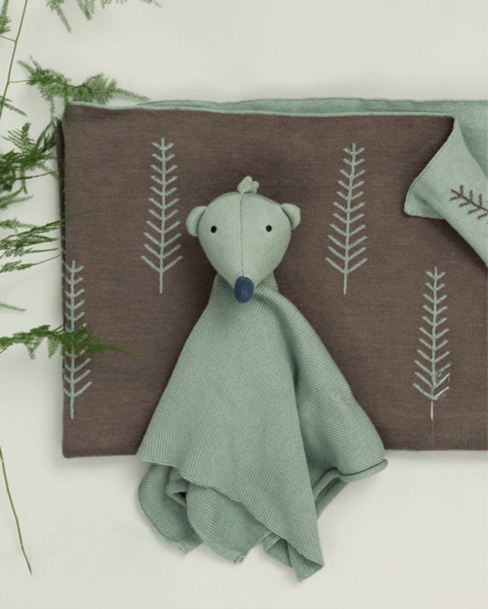 Fresk Knuffeldoekje – Tutpoppetje - Kraamcadeau voor Jongens en Meisjes - Baby Cadeau - Groen - Hedgehog