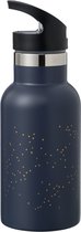 Fresk Thermosfles 350 ml - RVS Waterfles - Lekvrije Drinkfles voor Kinderen - Koude en Warme Dranken - BPA-vrij - Onbreekbaar - 2 Doppen - Thermosbeker - Drinkbeker Jongens - Donkerblauw - Indigo dots
