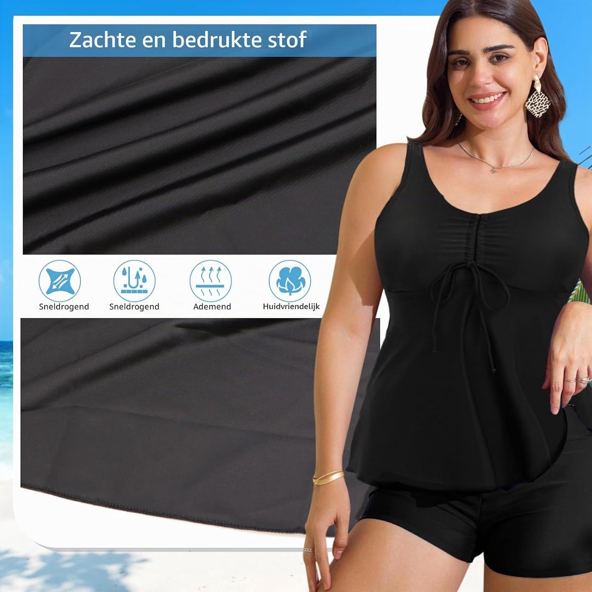 Push-up, 2-delig, tankini voor dames, buikweg, strandkleding, bovendeel en zwemshorts voor vakantie, strand
