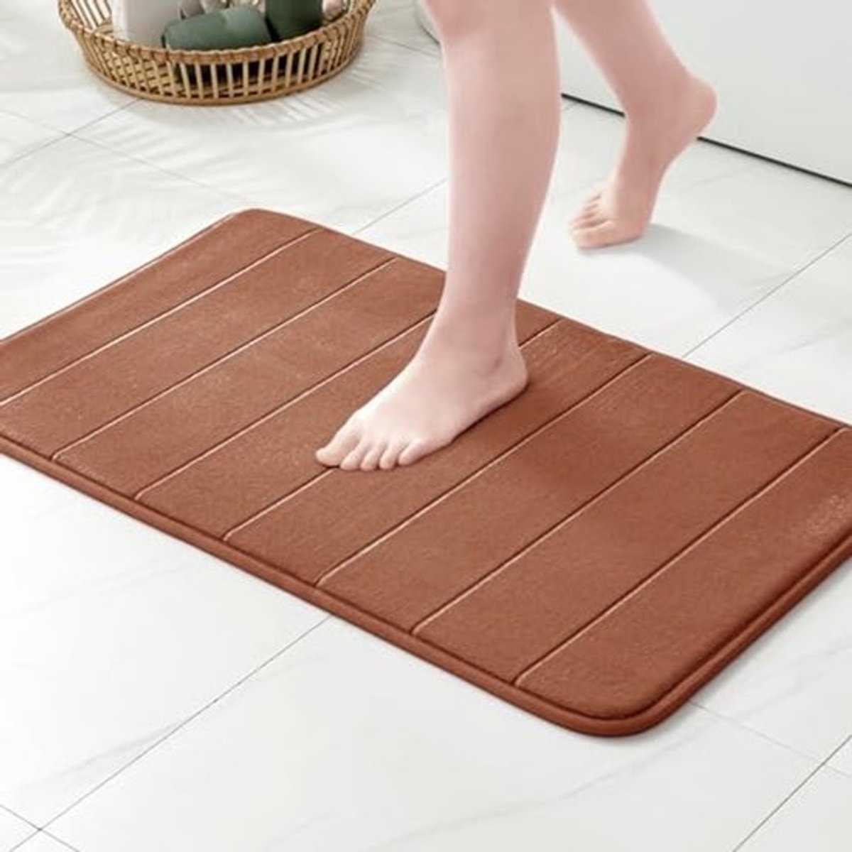 Badmat Absorberend van Traagschuim - Hydrofiel, Antislip en Comfortabel voor Badkamer en Keuken - 40x60 cm Koffie