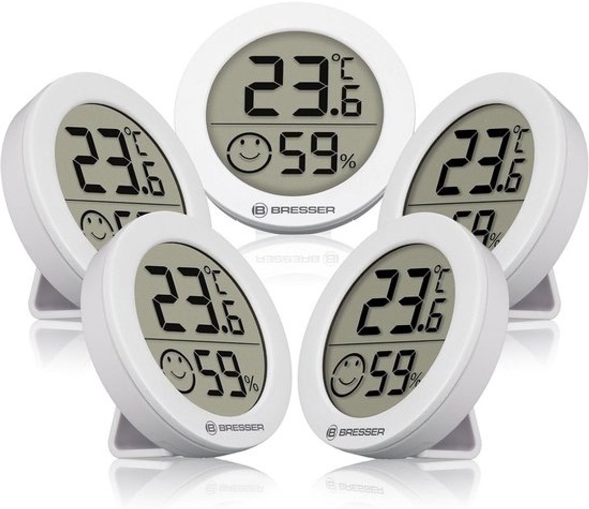 Thermo-/hygrometer Set - 5 delig - Binnenklimaatmeter voor Temperatuur en Luchtvochtigheid