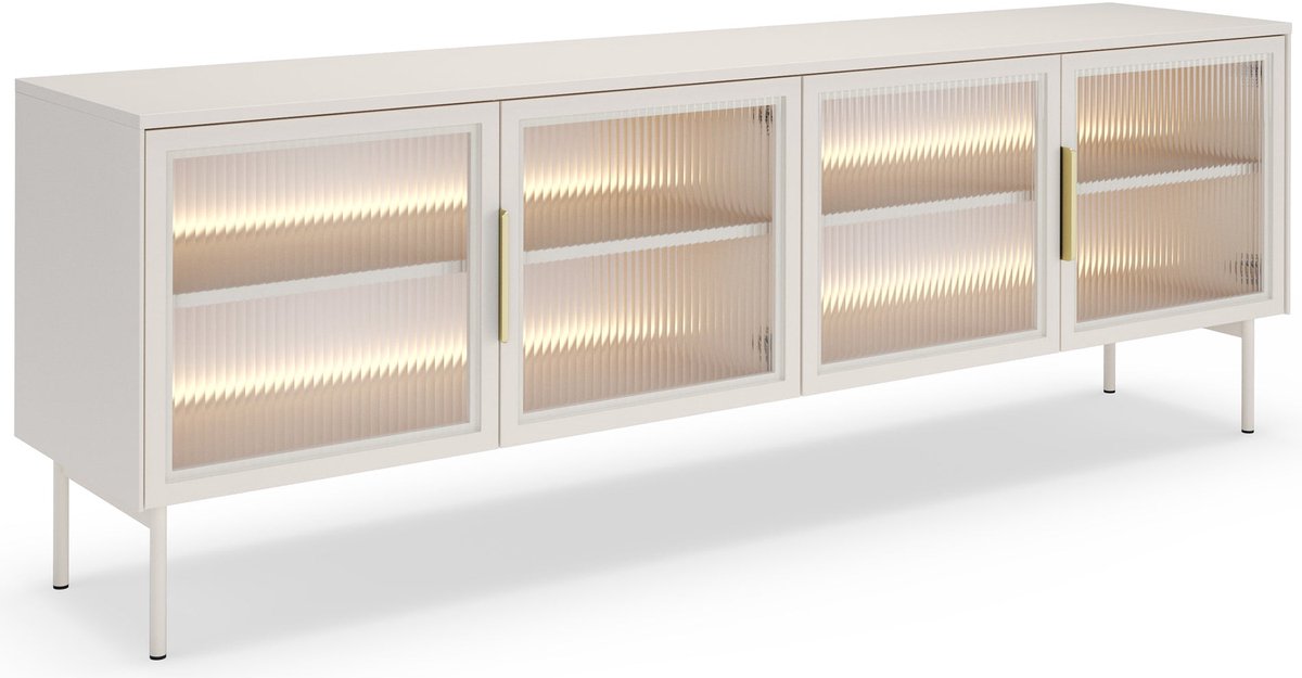 Selsey Lumi – TV-meubel 4-deurs, kasjmiergrijs, 181 cm