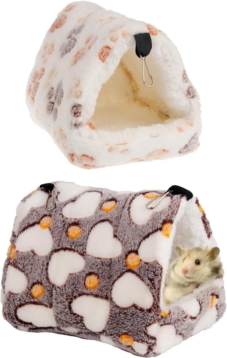 2 Stuks Hamster, Hamsterhuis, Hamsterheup, Warme Grot, Cavia -Kooi, Accommodatie Voor Kleine Dieren, Cavia Hangmat