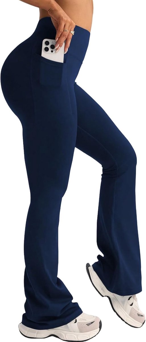 Yogabroek voor dames, hoge taille, flared leggings, buikcontrole, elastisch, yoga, pilates, training, fitness, werk