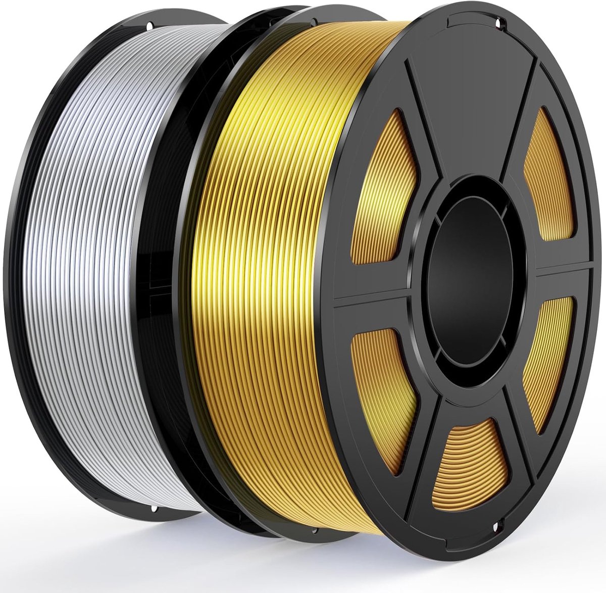 + Zilver Zijde Pla Filament Bundel, 1,75mm, 1kg per spoel, 2kg (4,4lbs) totaal, +/- 0,03mm, 3D printmaterialen voor de meeste FDM 3D printers