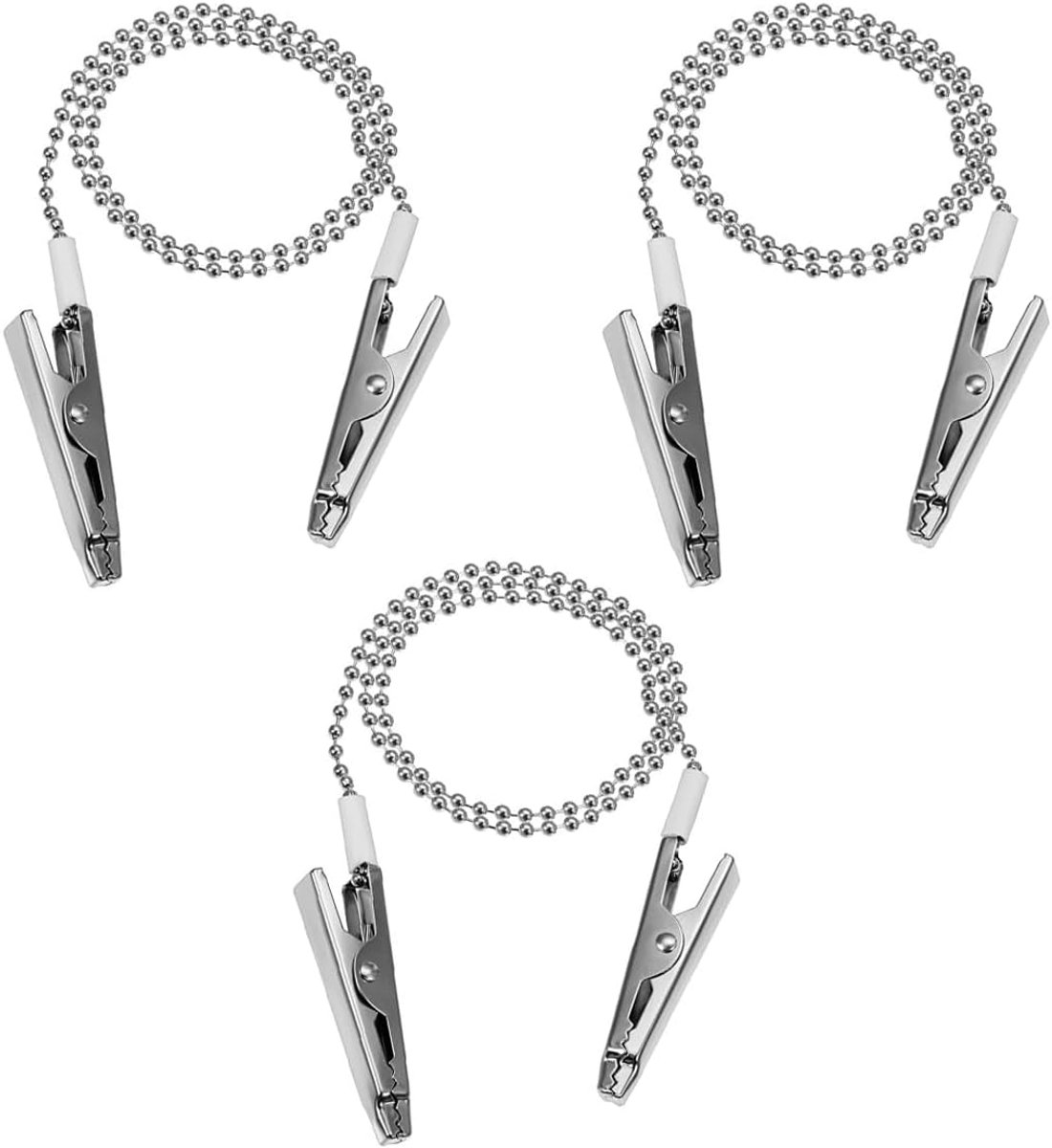 Verpakking van 3 roestvrijstalen servetkettingen met clips Draagbare metalen servethouders voor ouderen