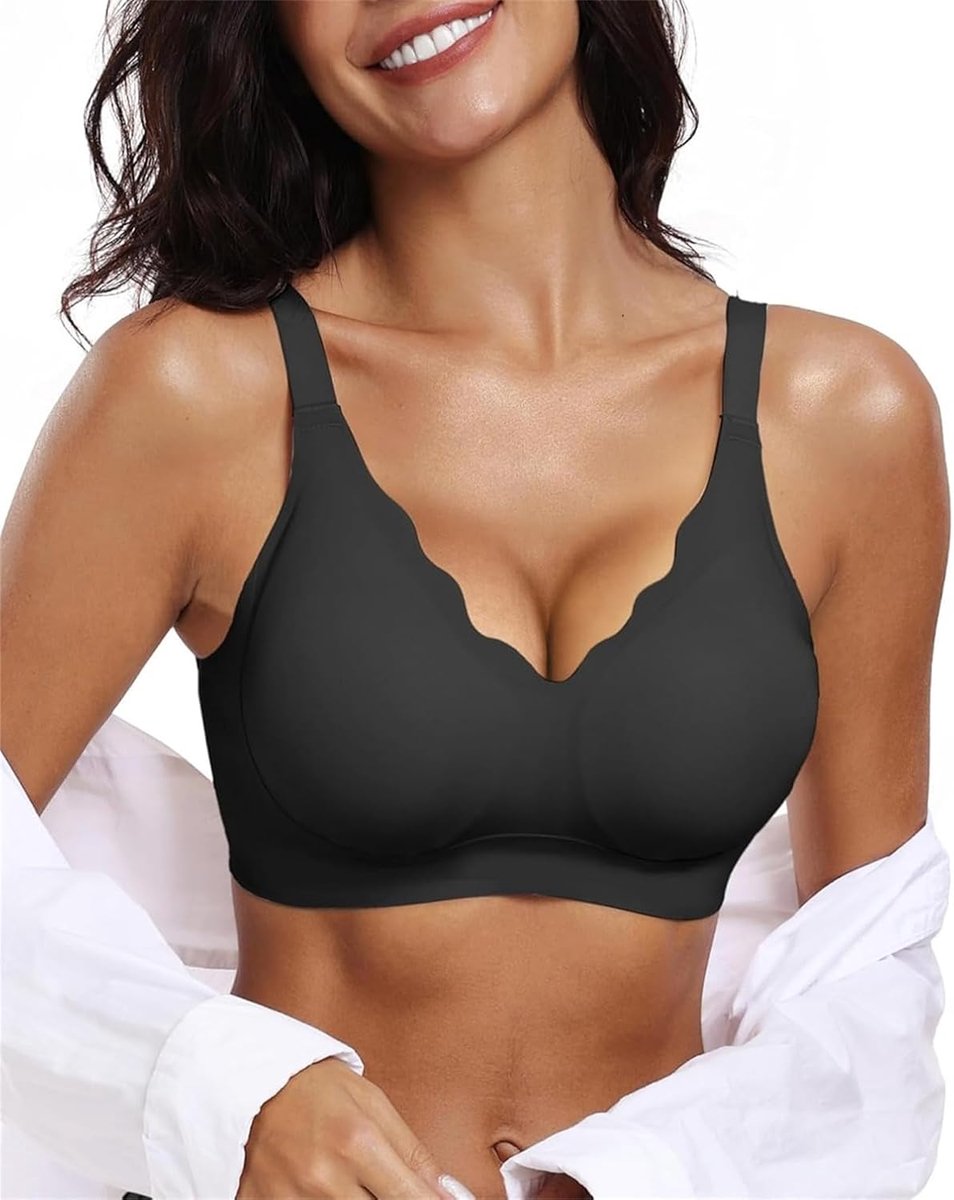 Beha zonder beugel voor dames, comfortabele naden met push-up-ondersteuning, V-hals, zacht, beha, verstelbare schouderriemen